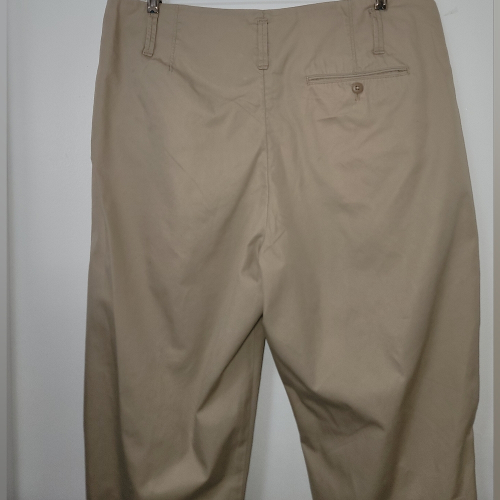 Polo Ralph Lauren Khaki Cotton Button Fly Pleated Cropped Pants Size 12 - Picture 10 of 16